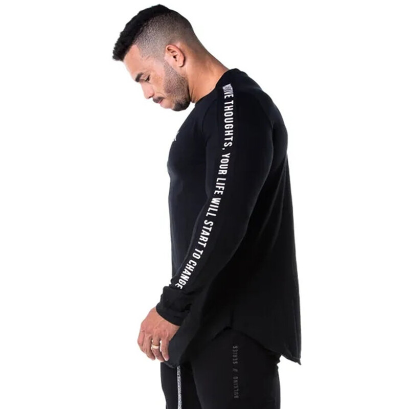 Muškarci Bodybuilding majica dugih rukava Muška ležerna modna tanka majica s printom Muške teretane Majice za fitness i vježbanje Majice za trčanje Odjeća za trčanje