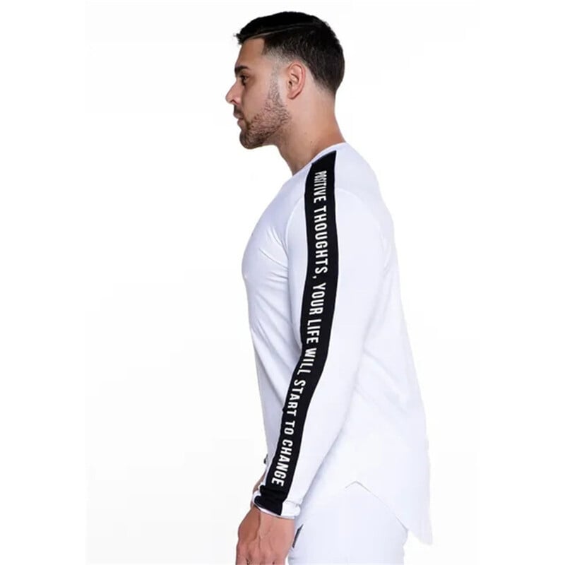 Muškarci Bodybuilding majica dugih rukava Muška ležerna modna tanka majica s printom Muške teretane Majice za fitness i vježbanje Majice za trčanje Odjeća za trčanje