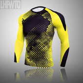 Kompresijska majica za trčanje, muške tajice s dugim rukavima, žute majice s printom, majice za teretane, muška majica s kratkim rukavima, Rashguard odjeća