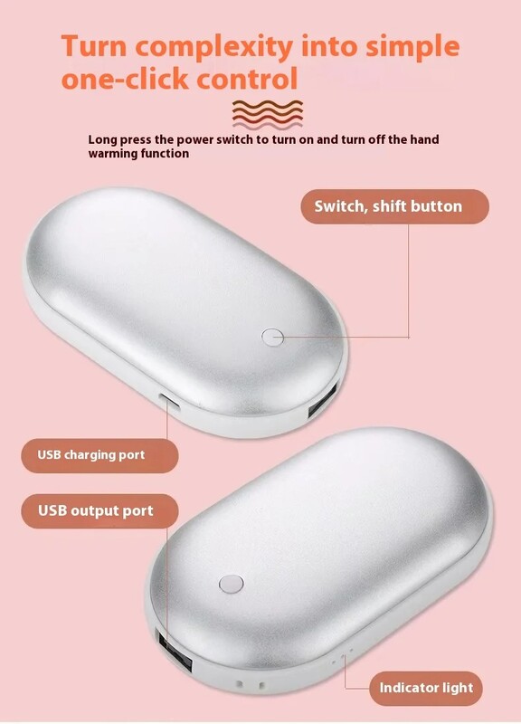 Forrón eladó téli hordozható USB töltő zseb meleg mobiltelefon táp mini meleg mobiltelefon kétoldalas gyors fűtés 5000mAh
