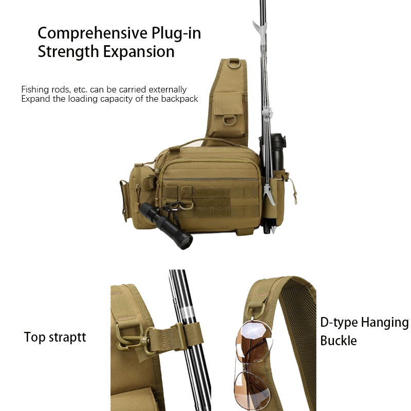 Višenamjenska torba za ribolov za muškarce, dijagonalna križna torba, taktička vanjska torba velikog kapaciteta, turistička torba, torba za planinarenje