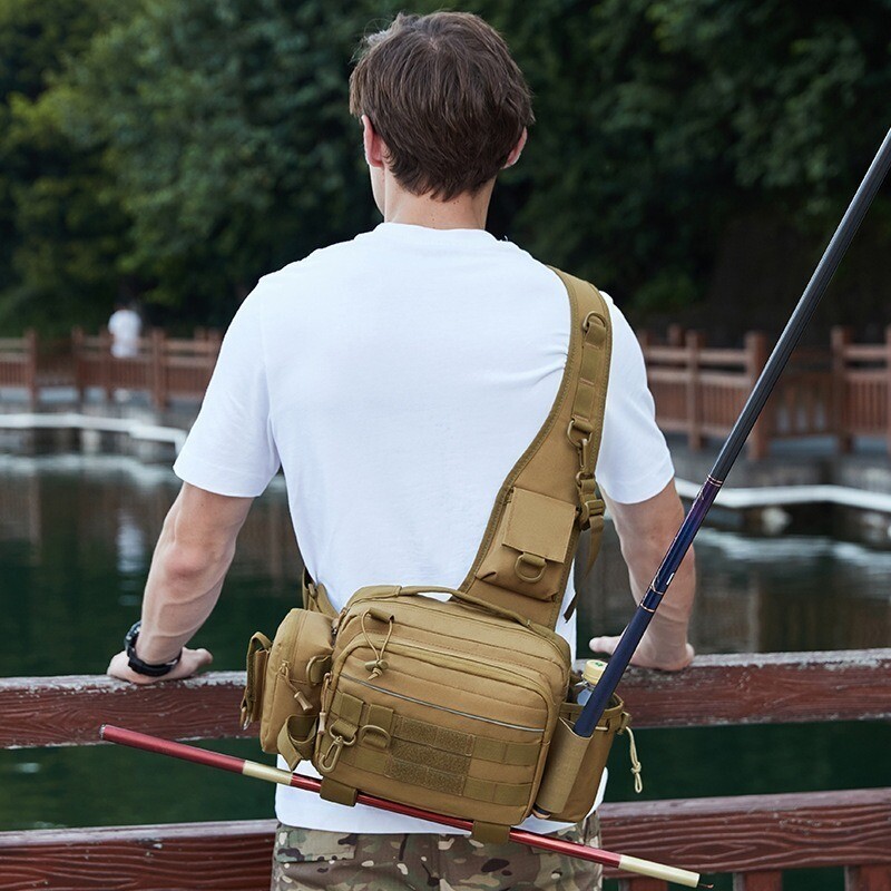 Višenamjenska torba za ribolov za muškarce, dijagonalna križna torba, taktička vanjska torba velikog kapaciteta, turistička torba, torba za planinarenje