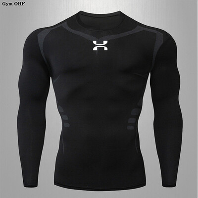 Cămașă sport Tricou de fitness Tricou de corp pentru alergare îmbrăcăminte strânsă pentru bărbați Îmbrăcăminte sportivă cu uscare rapidă Top elastic înalt Sport Top cu mâneci lungi