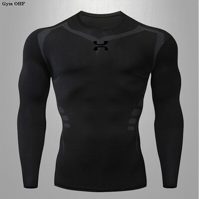 Cămașă sport Tricou de fitness Tricou de corp pentru alergare îmbrăcăminte strânsă pentru bărbați Îmbrăcăminte sportivă cu uscare rapidă Top elastic înalt Sport Top cu mâneci lungi