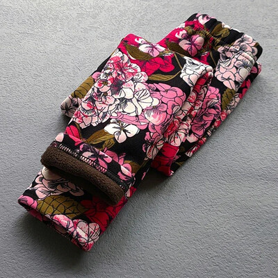 Dievčenské tenké flísové legíny, jarné a jesenné dievčenské nohavice, zimné, detské, sladké retro maskáčové kvetinové úzke nohavice, detské oblečenie