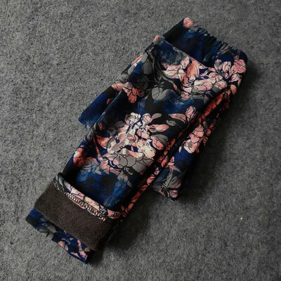 Dievčenské tenké flísové legíny, jarné a jesenné dievčenské nohavice, zimné, detské, sladké retro maskáčové kvetinové úzke nohavice, detské oblečenie