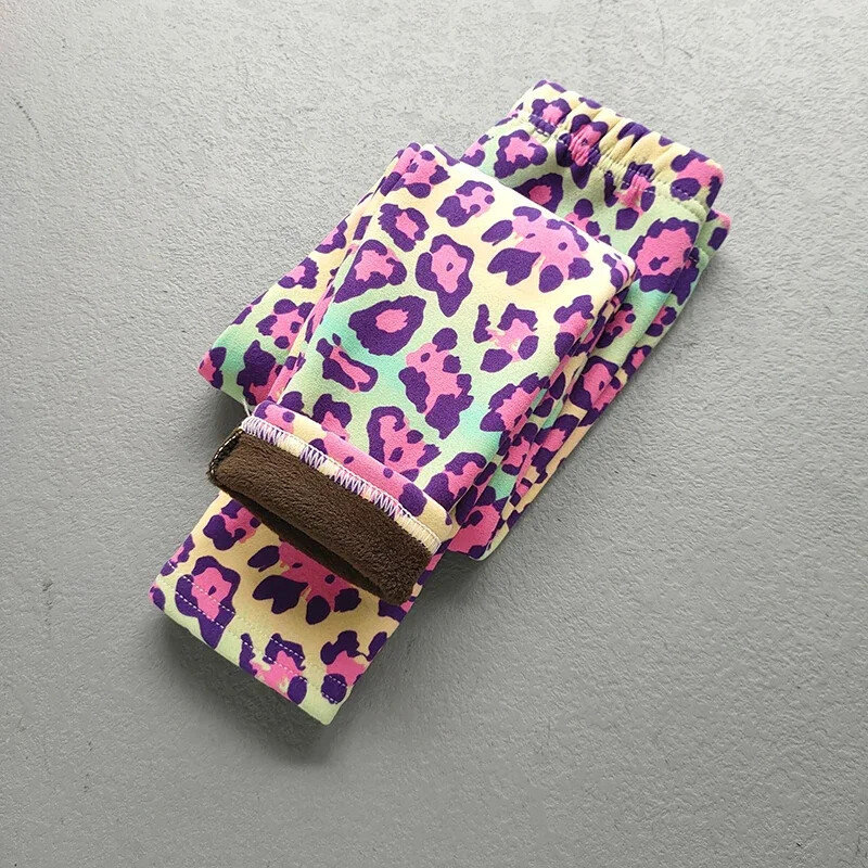 Dievčenské tenké flísové legíny, jarné a jesenné dievčenské nohavice, zimné, detské, sladké retro maskáčové kvetinové úzke nohavice, detské oblečenie