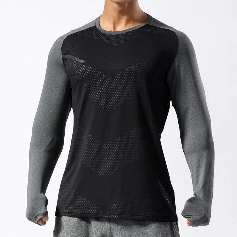 Pánske športové topy s dlhým rukávom, rýchloschnúce fitness tričká, kulturistika, telocvičňa, ležérne, úzke, elastické, priedušné, športové oblečenie
