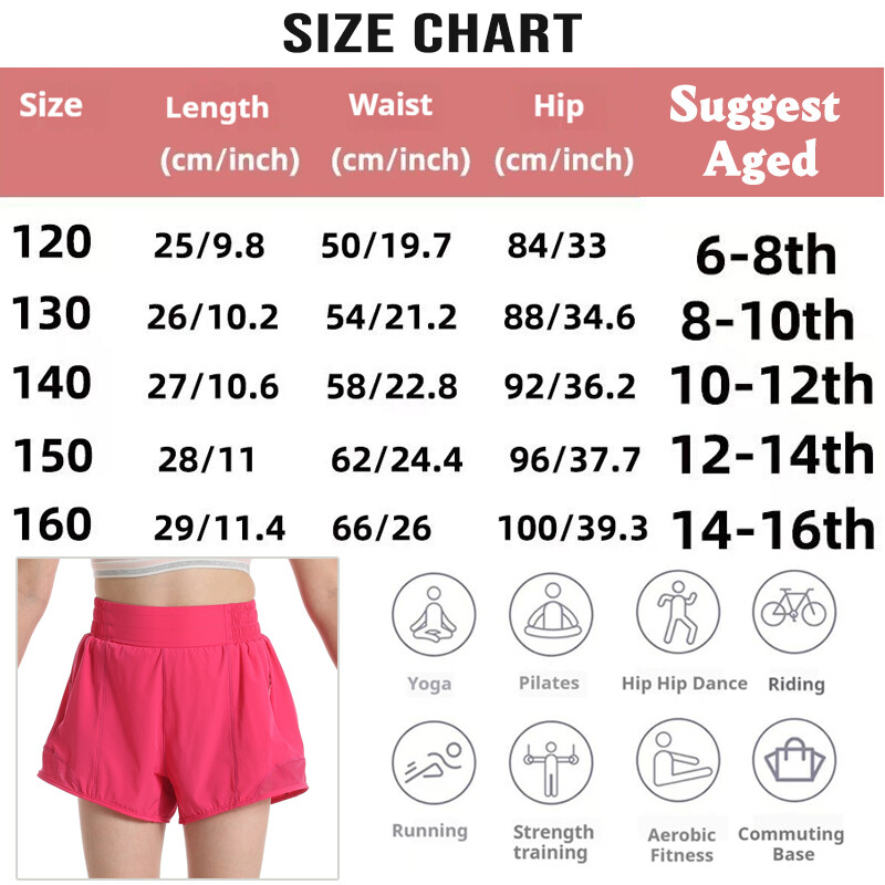 (120-160 CM)Dječje brzosušeće sportske kratke hlače široke kroje, djevojke, joga, trčanje, fitnes, trening, ples, vježbe, trening, kratke hlače