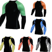 Cămașă de compresie pentru gimnastică Dry Fit Alergare cu mânecă lungă Îmbrăcăminte sport pentru bărbați Culturism MMA Rashguard Îmbrăcăminte sportivă Cămașă de antrenament fitness