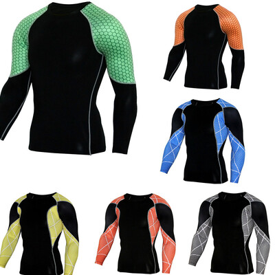 Компресионна тениска за гимнастика Dry Fit Running С дълъг ръкав Мъжки спортни дрехи Бодибилдинг MMA Rashguard Спортно облекло Фитнес тренировъчна риза