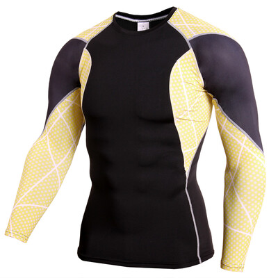 Cămașă de compresie pentru gimnastică Dry Fit Alergare cu mânecă lungă Îmbrăcăminte sport pentru bărbați Culturism MMA Rashguard Îmbrăcăminte sportivă Cămașă de antrenament fitness