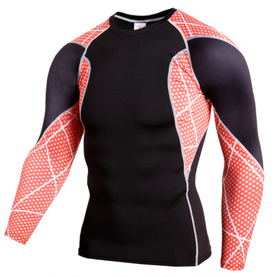Cămașă de compresie pentru gimnastică Dry Fit Alergare cu mânecă lungă Îmbrăcăminte sport pentru bărbați Culturism MMA Rashguard Îmbrăcăminte sportivă Cămașă de antrenament fitness