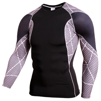 Cămașă de compresie pentru gimnastică Dry Fit Alergare cu mânecă lungă Îmbrăcăminte sport pentru bărbați Culturism MMA Rashguard Îmbrăcăminte sportivă Cămașă de antrenament fitness