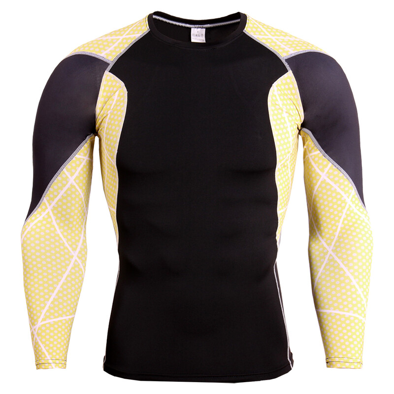 Cămașă de compresie pentru gimnastică Dry Fit Alergare cu mânecă lungă Îmbrăcăminte sport pentru bărbați Culturism MMA Rashguard Îmbrăcăminte sportivă Cămașă de antrenament fitness