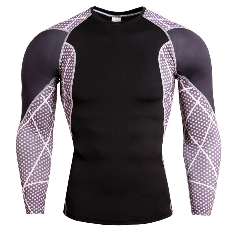 Cămașă de compresie pentru gimnastică Dry Fit Alergare cu mânecă lungă Îmbrăcăminte sport pentru bărbați Culturism MMA Rashguard Îmbrăcăminte sportivă Cămașă de antrenament fitness