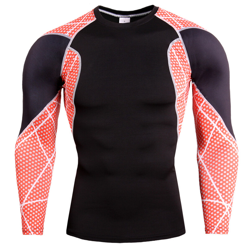 Cămașă de compresie pentru gimnastică Dry Fit Alergare cu mânecă lungă Îmbrăcăminte sport pentru bărbați Culturism MMA Rashguard Îmbrăcăminte sportivă Cămașă de antrenament fitness