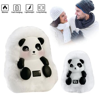 Cute Panda Pocket Hand Warmers USB Επαναφορτιζόμενη βελούδινη τσάντα ζεστού χεριού με ρυθμιζόμενη θερμοκρασία για φίλους οικογένεια