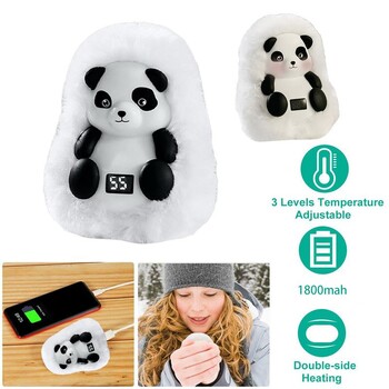 Cute Panda Pocket Hand Warmers USB Επαναφορτιζόμενη βελούδινη τσάντα ζεστού χεριού με ρυθμιζόμενη θερμοκρασία για φίλους οικογένεια