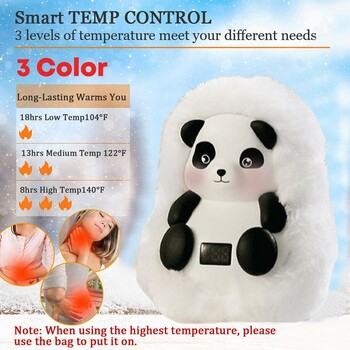 Cute Panda Pocket Hand Warmers USB Επαναφορτιζόμενη βελούδινη τσάντα ζεστού χεριού με ρυθμιζόμενη θερμοκρασία για φίλους οικογένεια