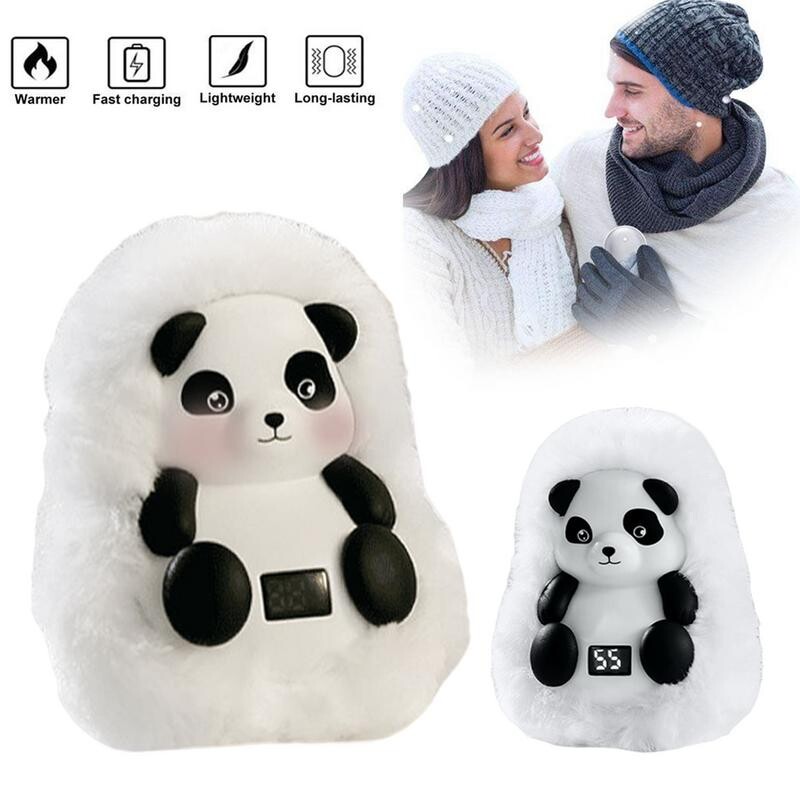 Încălzitoare de mână de buzunar Panda drăguț, reîncărcabilă prin USB, geantă de pluș pentru căldură pentru mâini, cu temperatură reglabilă pentru prieteni de familie
