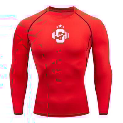 Ανδρικό μπλουζάκι με ελαστικό πάτο με συμπίεση Gym Boxing Bodybuilding Προπόνηση Γρήγορο στέγνωμα Μακρυμάνικο ανοιξιάτικο και φθινόπωρο S-3XL