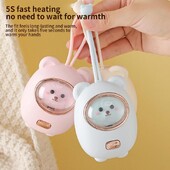 Punjivi grijač za ruke, simpatični medvjedić, višekratni grijač za ruke, ugrađena baterija od 2400 mAh, brzo zagrijavanje, RGB svjetlo, grijaći jastuk