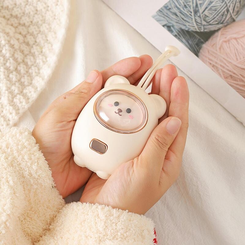 Punjivi grijač za ruke, simpatični medvjedić, višekratni grijač za ruke, ugrađena baterija od 2400 mAh, brzo zagrijavanje, RGB svjetlo, grijaći jastuk