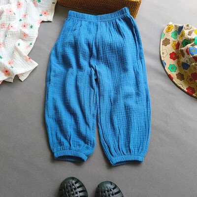 Αγόρια Κορίτσια Καλοκαιρινό παντελόνι κουνουπιού από βαμβακερό μουσελίνα για κοριτσάκι Λεπτά μπαμπού ανθισμένα μοντέρνα παντελόνια για το σπίτι Κορέα Παιδικά ρούχα