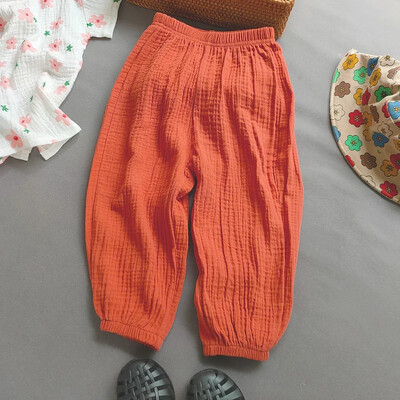 Αγόρια Κορίτσια Καλοκαιρινό παντελόνι κουνουπιού από βαμβακερό μουσελίνα για κοριτσάκι Λεπτά μπαμπού ανθισμένα μοντέρνα παντελόνια για το σπίτι Κορέα Παιδικά ρούχα