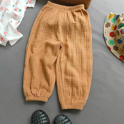 Αγόρια Κορίτσια Καλοκαιρινό παντελόνι κουνουπιού από βαμβακερό μουσελίνα για κοριτσάκι Λεπτά μπαμπού ανθισμένα μοντέρνα παντελόνια για το σπίτι Κορέα Παιδικά ρούχα