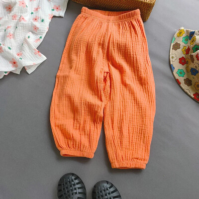 Αγόρια Κορίτσια Καλοκαιρινό παντελόνι κουνουπιού από βαμβακερό μουσελίνα για κοριτσάκι Λεπτά μπαμπού ανθισμένα μοντέρνα παντελόνια για το σπίτι Κορέα Παιδικά ρούχα