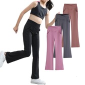 Mergaičių antblauzdžiai Kišenė Juoda Stretch Sportinė Joga Kelnės Pėdkelnės Vaikų Šokiai Kasdieniai Liekni kelnės Vaikiški Varpelio apatiniai Drabužiai