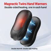 Μαγνητικές επαναφορτιζόμενες θερμάστρες χεριών 2 σε 1, ηλεκτρικές θερμάστρες σε μέγεθος τσέπης 12H, 3 ρυθμίσεις θερμότητας, ηλεκτρονικά δώρα για άνδρες γυναίκες