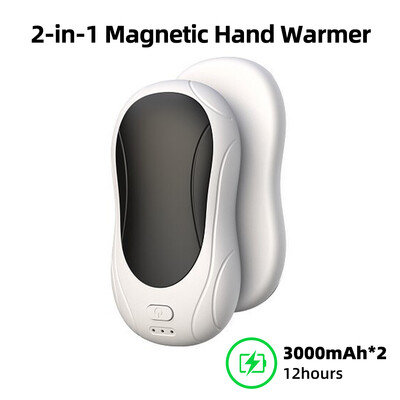 Μαγνητικές επαναφορτιζόμενες θερμάστρες χεριών 2 σε 1, ηλεκτρικές θερμάστρες σε μέγεθος τσέπης 12H, 3 ρυθμίσεις θερμότητας, ηλεκτρονικά δώρα για άνδρες γυναίκες