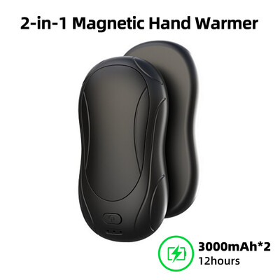 Μαγνητικές επαναφορτιζόμενες θερμάστρες χεριών 2 σε 1, ηλεκτρικές θερμάστρες σε μέγεθος τσέπης 12H, 3 ρυθμίσεις θερμότητας, ηλεκτρονικά δώρα για άνδρες γυναίκες