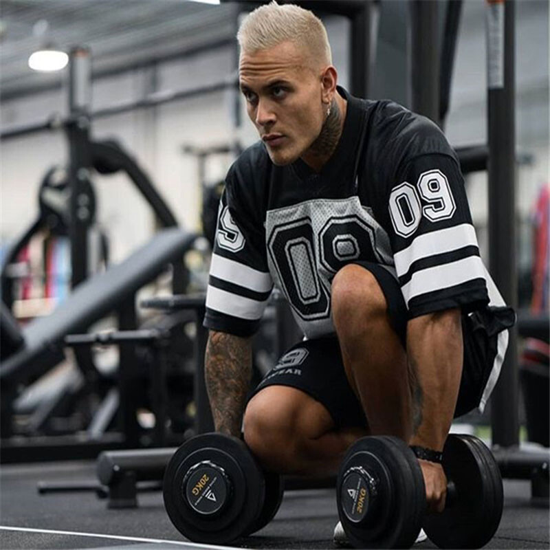 Košarkaški dres Nogometna majica Brzo sušeća sportska odjeća Sportska majica kratkih rukava Sportska majica za trening u teretani Fitness Sportska majica s kratkim rukavima Muška majica za trčanje