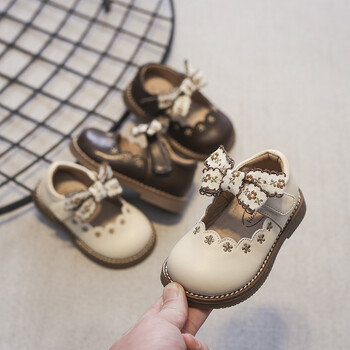 Princess Baby Shoes 2023 Spring New Arrival Girls Little Pastoral Style Bow Δερμάτινα Παπούτσια Κορεατικά Παιδικά Παπούτσια με μαλακή σόλα