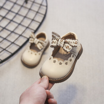 Princess Baby Shoes 2023 Spring New Arrival Girls Little Pastoral Style Bow Δερμάτινα Παπούτσια Κορεατικά Παιδικά Παπούτσια με μαλακή σόλα