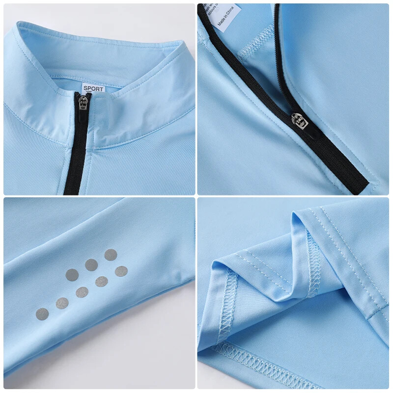 Muška jakna s polupatentnim zatvaračem, brzo sušenje, dugih rukava, stojeći ovratnik, gornji dio, fitness odjeća za trčanje, sportska prozračna majica
