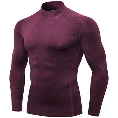 Brzosušeće kompresijske majice za trčanje sa samostojećim ovratnikom Muške sportske majice s dugim rukavima za teretanu Sportska majica s elastičnim rashguardom Prilagodite