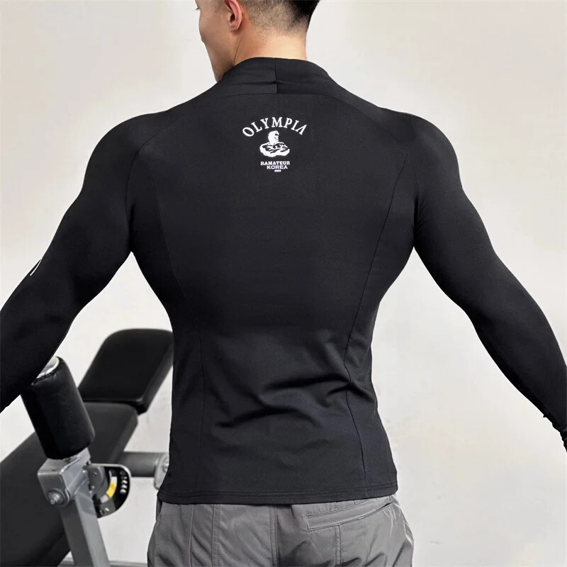 visokokvalitetna sportska majica s patentnim zatvaračem proljeće jesen fitness majica muška odjeća za trening dugih rukava brzo sušeća elastična uska majica