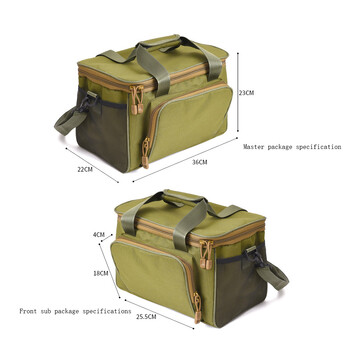 Чанта за риболовни принадлежности Водоустойчива чанта за риболовна примамка с макара с голям капацитет Преносима чанта за риболов през рамо за риболов на открито