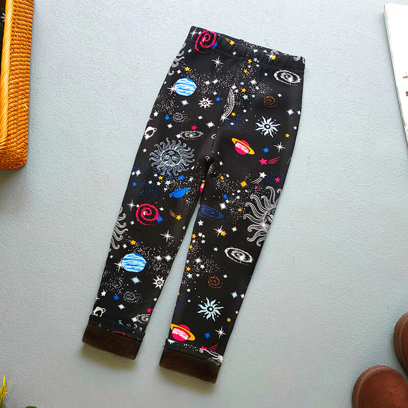 Zimske tople hlače za djevojčice, debele hlače s kariranim uzorkom cvjetnih boja duginih boja, ležerne tople rastezljive tajice, uske dječje hlače