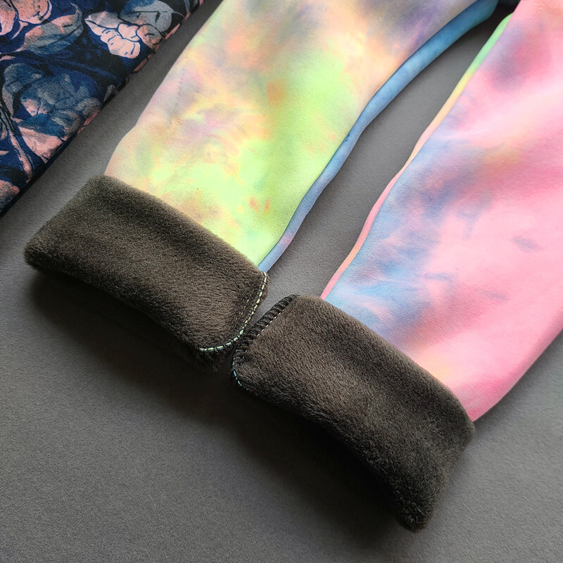 Zimske tople hlače za djevojčice, debele hlače s kariranim uzorkom cvjetnih boja duginih boja, ležerne tople rastezljive tajice, uske dječje hlače