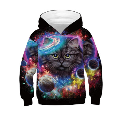 Rudens žiemos vaikiški gobtuvai Kailis Gyvūnų 3D spauda Vaikiški megztiniai Vaikiški Paaugliai Sportiniai Viršutiniai Sportinė apranga 5–14 m berniukų megztiniai su gobtuvu