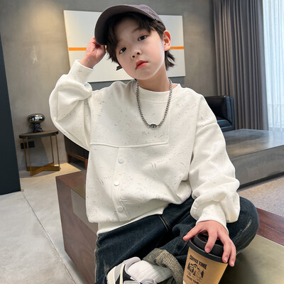 Zēniem moderns zīmola džemperis 2024. gada jauns bērnu apģērbs Fried Street Ruffian Handsome, vidējais un vecākiem bērnu pavasaris