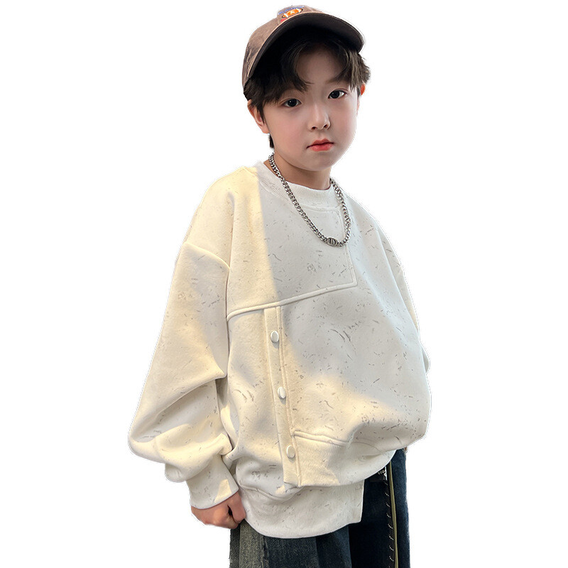 Zēniem moderns zīmola džemperis 2024. gada jauns bērnu apģērbs Fried Street Ruffian Handsome, vidējais un vecākiem bērnu pavasaris
