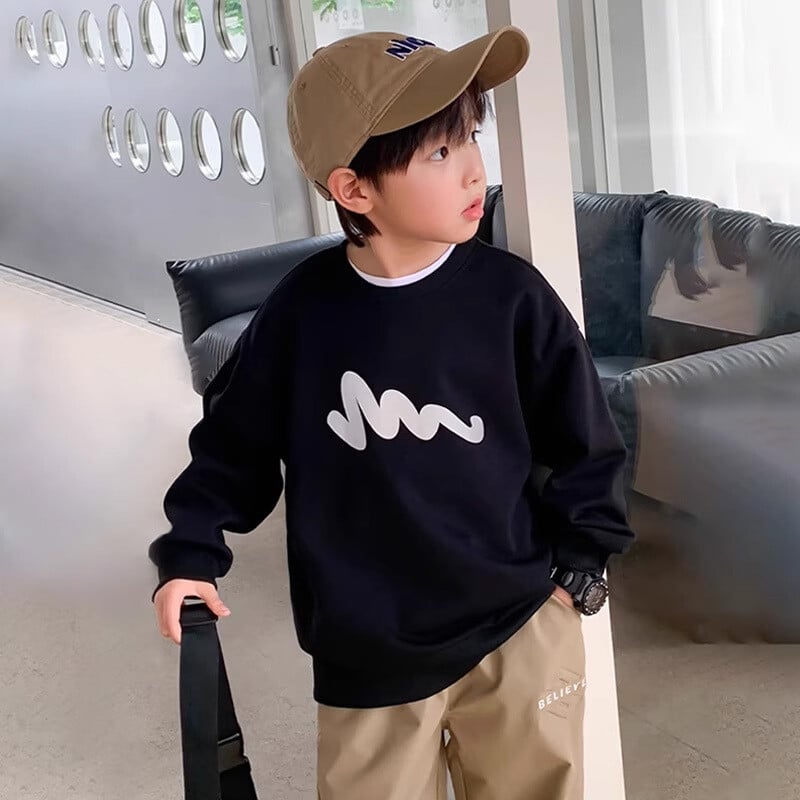 Berniukų rudens laisvalaikio megztinis su kaklu, pavasario ir rudens drabužiai, 2024 m. Nauji madingi prekės ženklo berniukų sportiniai viršeliai Дедски Капшонка