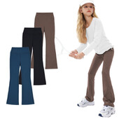 Detské ležérne dievčenské zvonové nohavice s vysokým pásom, roztomilé cvičebné tance, joga, zvonové nohavice, legíny, atletické strečové oblečenie preppy